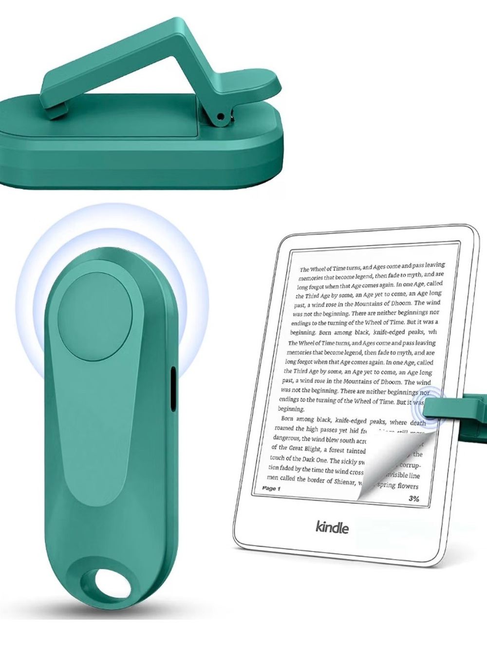 Amazon Teal Bluetooth E-Reader Page Turner with Clip